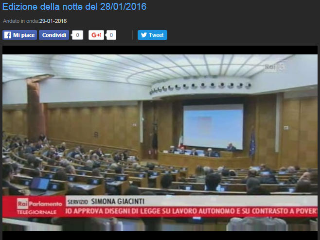 Servizio in onda nell'edizione della notte del 28.01.2016 (al minuto 09:20) 